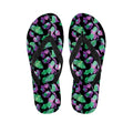 Purple And Green Leaf Pattern Print Flip Flops