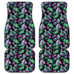Purple And Green Leaf Pattern Print Front and Back Car Floor Mats