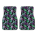 Purple And Green Leaf Pattern Print Front Car Floor Mats