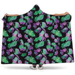 Purple And Green Leaf Pattern Print Hooded Blanket