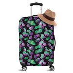 Purple And Green Leaf Pattern Print Luggage Cover