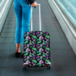 Purple And Green Leaf Pattern Print Luggage Cover
