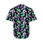 Purple And Green Leaf Pattern Print Men's Baseball Jersey