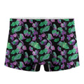 Purple And Green Leaf Pattern Print Men's Boxer Briefs