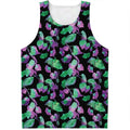 Purple And Green Leaf Pattern Print Men's Tank Top