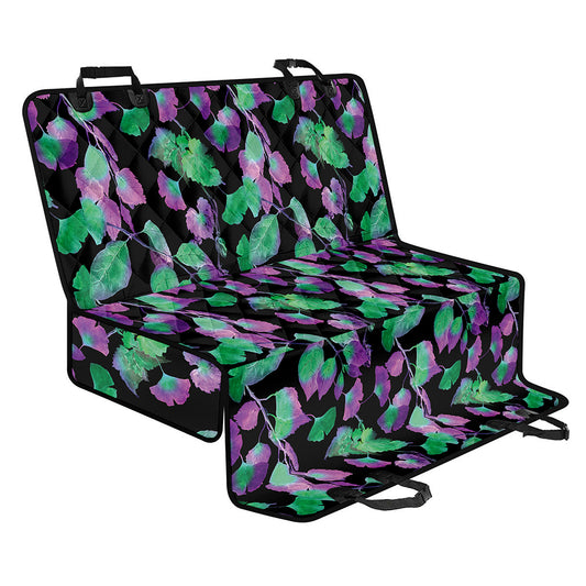 Purple And Green Leaf Pattern Print Pet Car Back Seat Cover