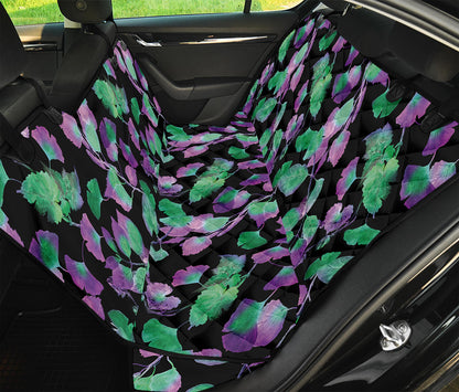 Purple And Green Leaf Pattern Print Pet Car Back Seat Cover
