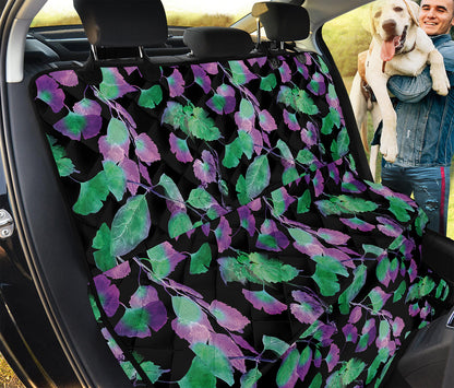 Purple And Green Leaf Pattern Print Pet Car Back Seat Cover