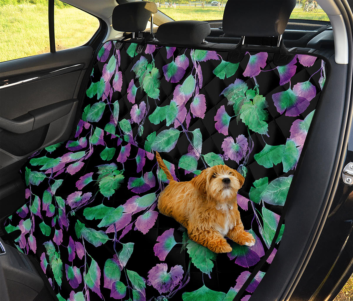 Purple And Green Leaf Pattern Print Pet Car Back Seat Cover