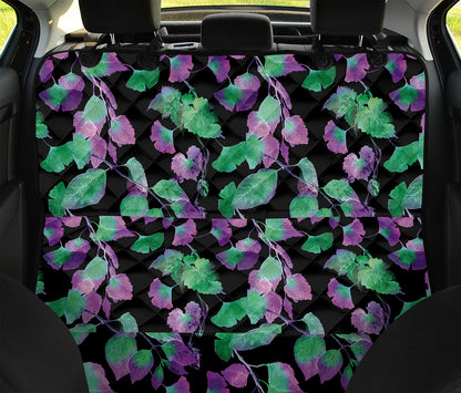 Purple And Green Leaf Pattern Print Pet Car Back Seat Cover