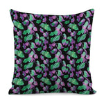 Purple And Green Leaf Pattern Print Pillow Cover