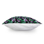 Purple And Green Leaf Pattern Print Pillow Cover
