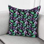 Purple And Green Leaf Pattern Print Pillow Cover