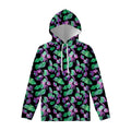 Purple And Green Leaf Pattern Print Pullover Hoodie