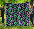 Purple And Green Leaf Pattern Print Quilt