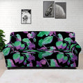 Purple And Green Leaf Pattern Print Sofa Cover