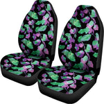 Purple And Green Leaf Pattern Print Universal Fit Car Seat Covers