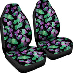 Purple And Green Leaf Pattern Print Universal Fit Car Seat Covers