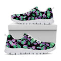 Purple And Green Leaf Pattern Print White Running Shoes
