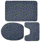 Purple And Green Leopard Pattern Print 3 Piece Bath Mat Set