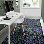 Purple And Green Leopard Pattern Print Area Rug