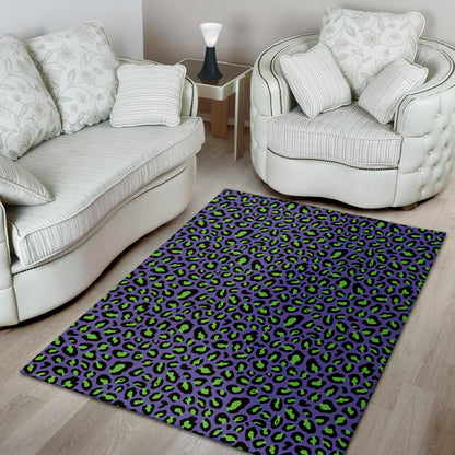 Purple And Green Leopard Pattern Print Area Rug