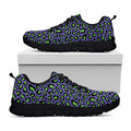 Purple And Green Leopard Pattern Print Black Running Shoes