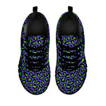 Purple And Green Leopard Pattern Print Black Sneakers
