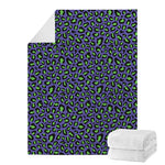 Purple And Green Leopard Pattern Print Blanket