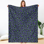 Purple And Green Leopard Pattern Print Blanket