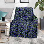 Purple And Green Leopard Pattern Print Blanket