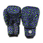 Purple And Green Leopard Pattern Print Boxing Gloves