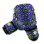 Purple And Green Leopard Pattern Print Boxing Gloves