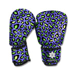 Purple And Green Leopard Pattern Print Boxing Gloves