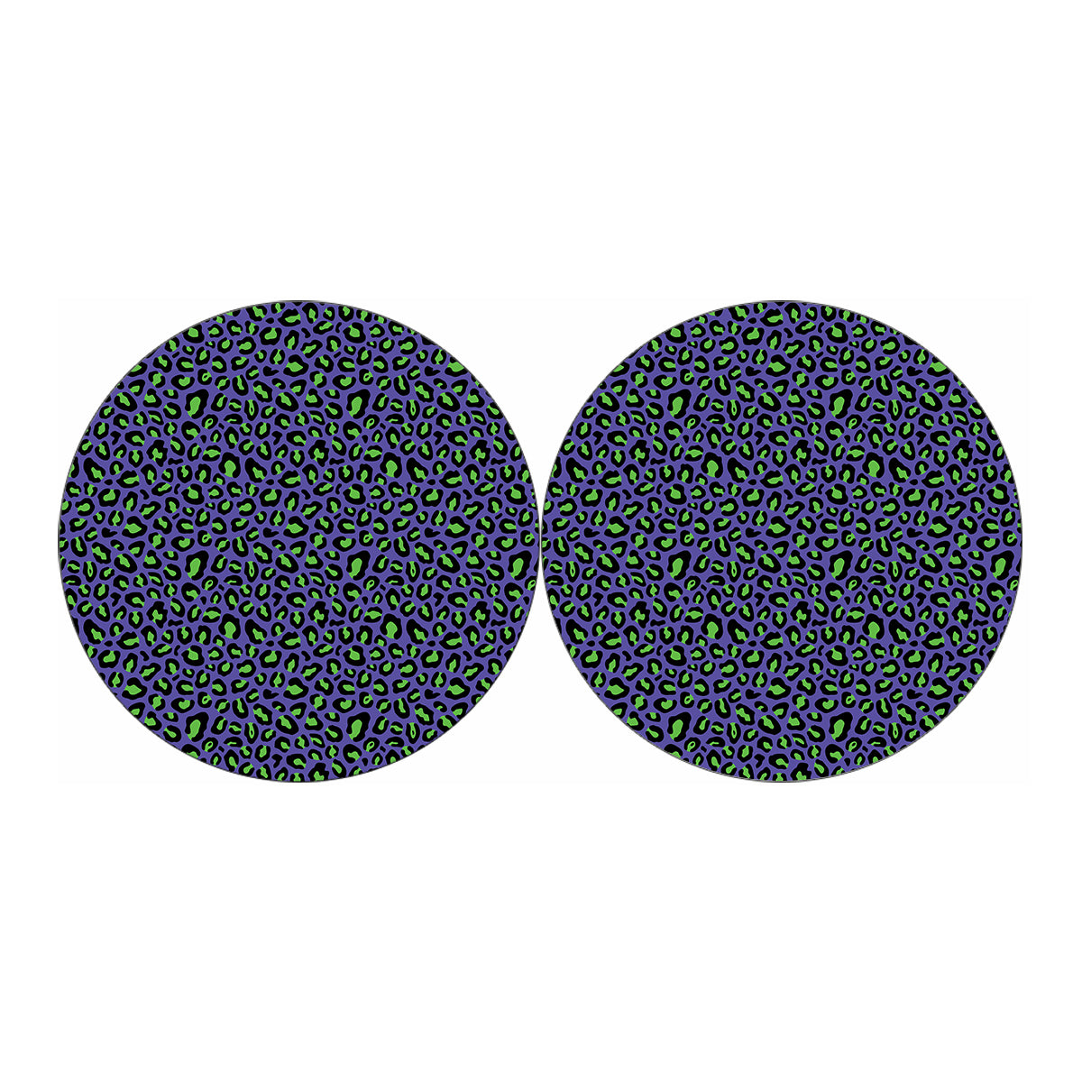 Purple And Green Leopard Pattern Print Car Coasters