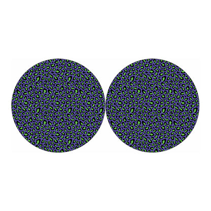 Purple And Green Leopard Pattern Print Car Coasters