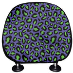 Purple And Green Leopard Pattern Print Car Headrest Covers