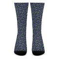 Purple And Green Leopard Pattern Print Crew Socks