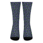 Purple And Green Leopard Pattern Print Crew Socks