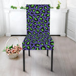 Purple And Green Leopard Pattern Print Dining Chair Slipcover
