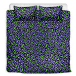 Purple And Green Leopard Pattern Print Duvet Cover Bedding Set