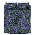 Purple And Green Leopard Pattern Print Duvet Cover Bedding Set