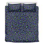 Purple And Green Leopard Pattern Print Duvet Cover Bedding Set
