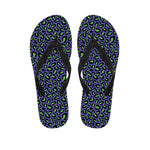 Purple And Green Leopard Pattern Print Flip Flops