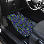 Purple And Green Leopard Pattern Print Front and Back Car Floor Mats