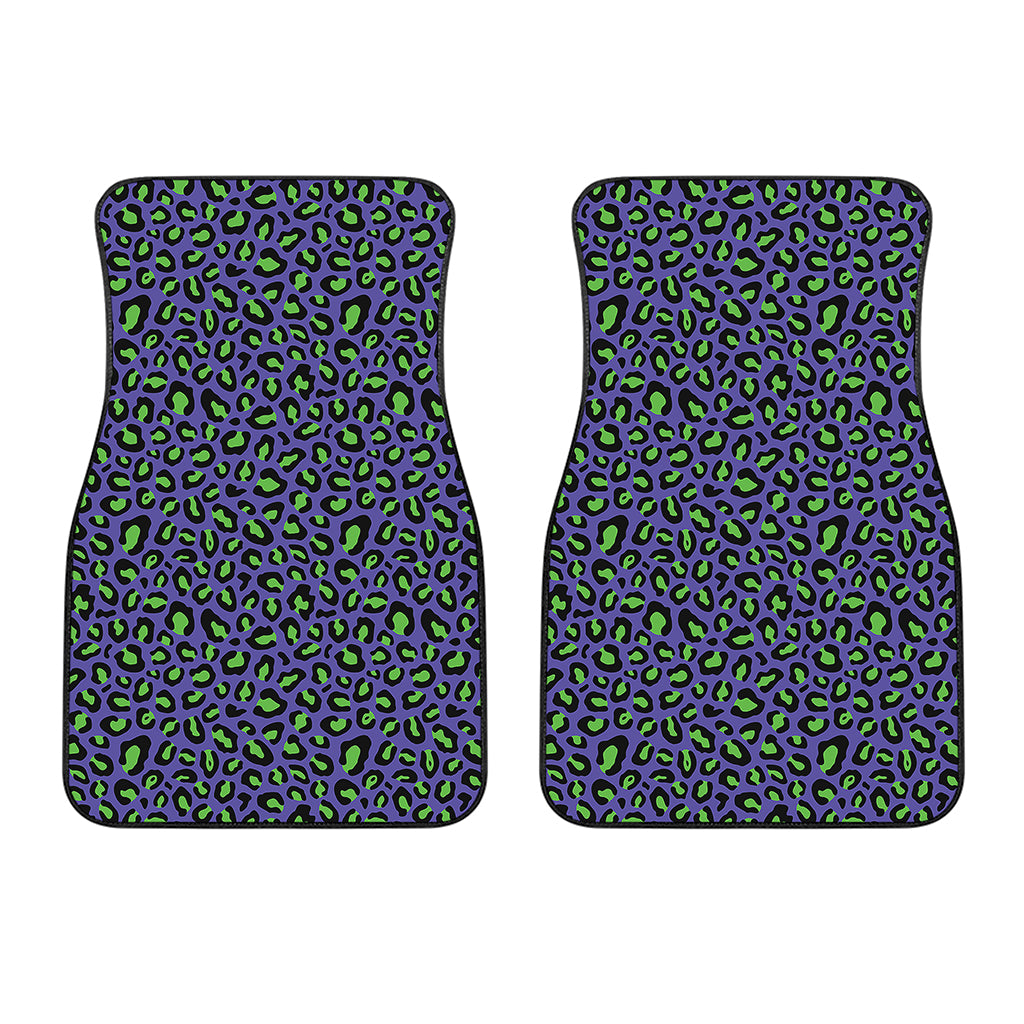 Purple And Green Leopard Pattern Print Front Car Floor Mats