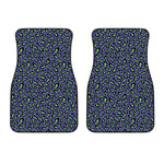 Purple And Green Leopard Pattern Print Front Car Floor Mats