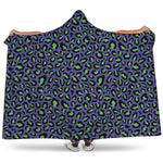 Purple And Green Leopard Pattern Print Hooded Blanket
