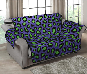 Purple And Green Leopard Pattern Print Loveseat Protector