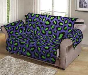 Purple And Green Leopard Pattern Print Loveseat Protector